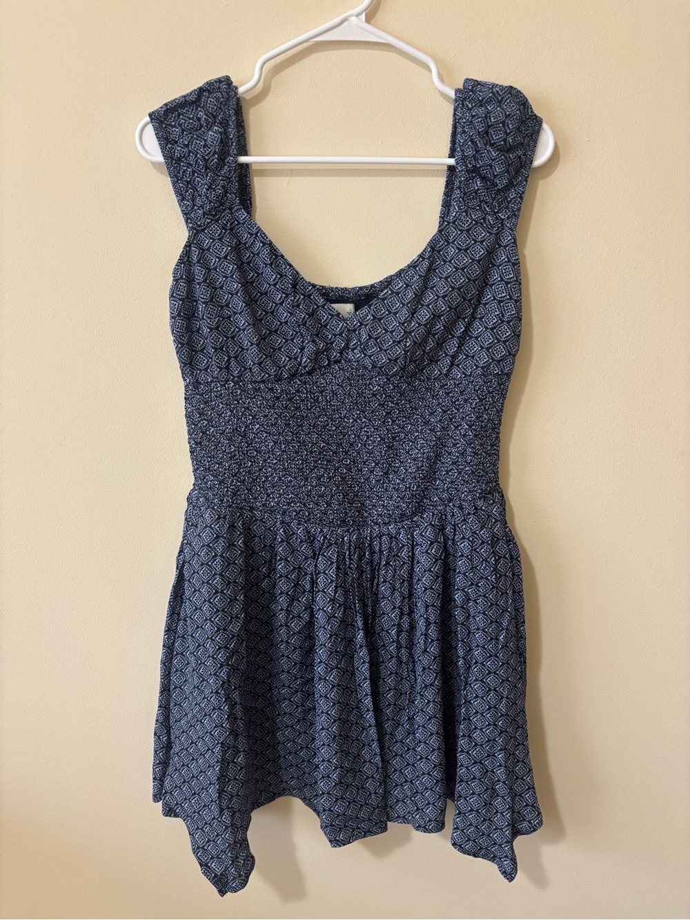 Hollister Navy and White Printed Sundress